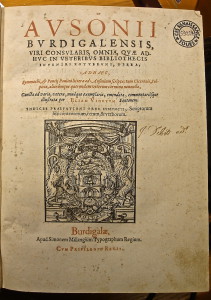 Ausone éd. Vinet 1575 conservé au CESR (SR-3D-17)
