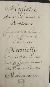 RS 1561-62 (titre), Archives municipales de Bordeaux. Photo A. Legros.