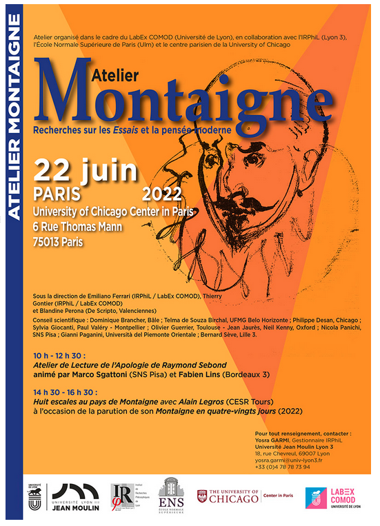 Affiche de l'atelier Montaigne du 22 juin